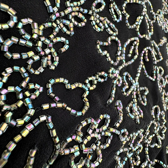 NEEDLE & THREAD Size 2 Black Full Beaded Floral Lined Cocktail Dress Prom Formal - Picture 5 of 10